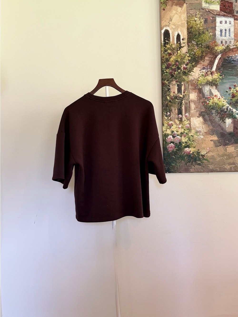 Spanx AirEssentials Relaxed Tee Truffle Brown Boxy UPF 50 Medium - Picture 4 of 4